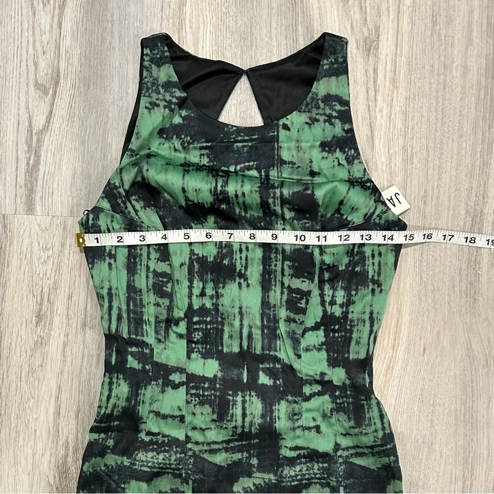 NWT Jay Godfrey Green Black Abstract Sleeveless Stretch Knee Length Dress Size 4 - Picture 3 of 7